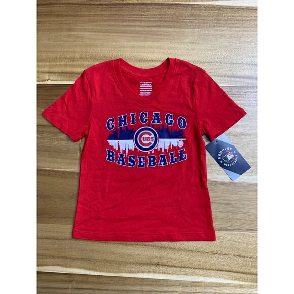 Chicago Cubs Kids Girls T-Shirt XS 4/5 Red MLB Genuine Merchandise - Picture 1 of 11